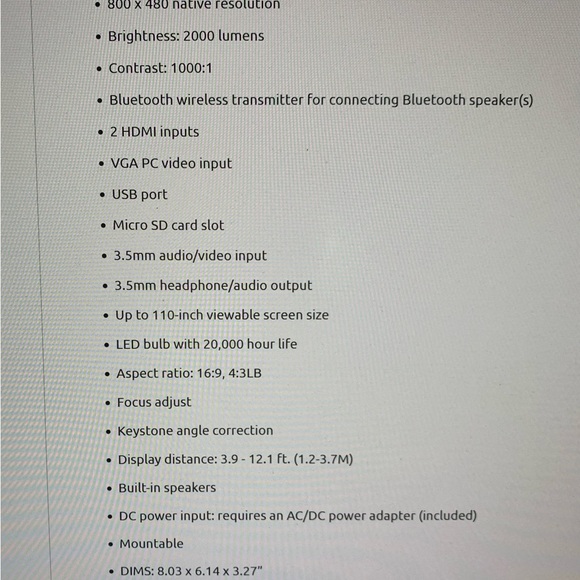 GPX Mini Projector with Bluetooth. - Picture 3 of 3